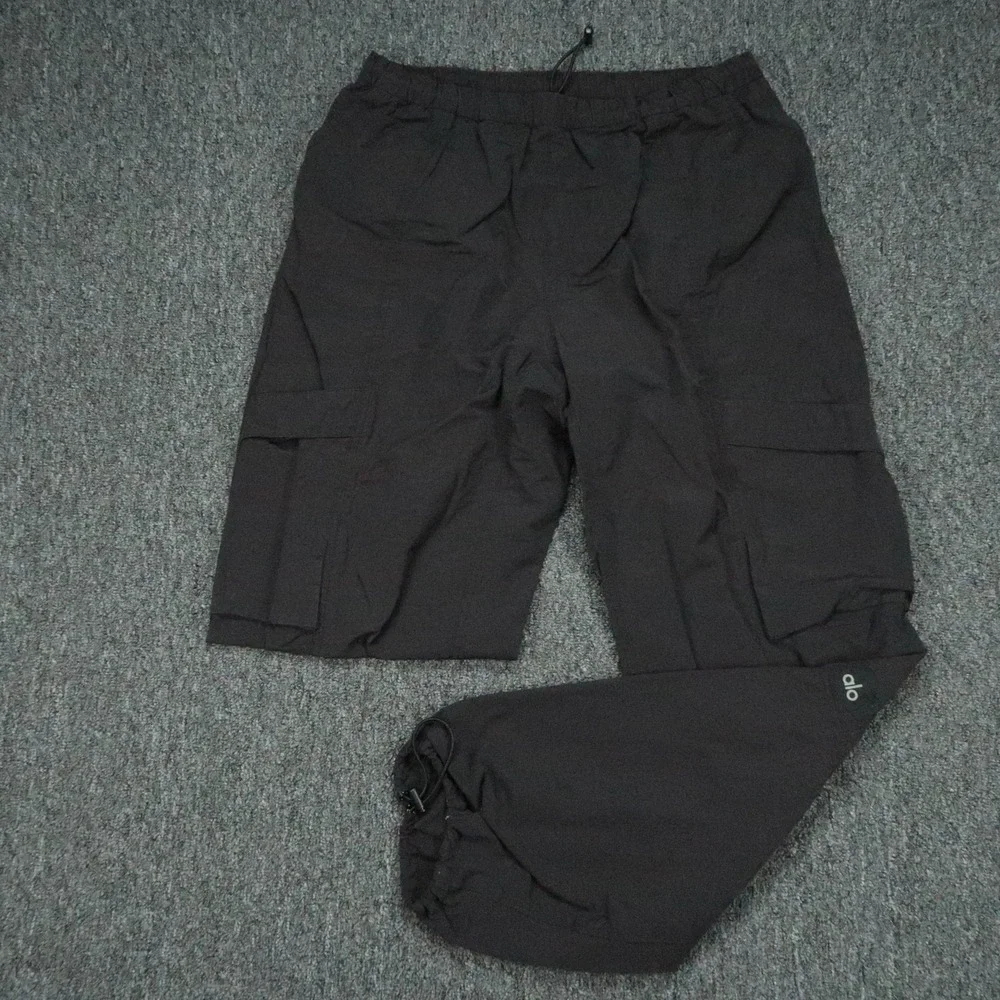 Alo Yoga Pants Womens Medium Black High Waist Zip It Jogger Athletic Cargo Woven
